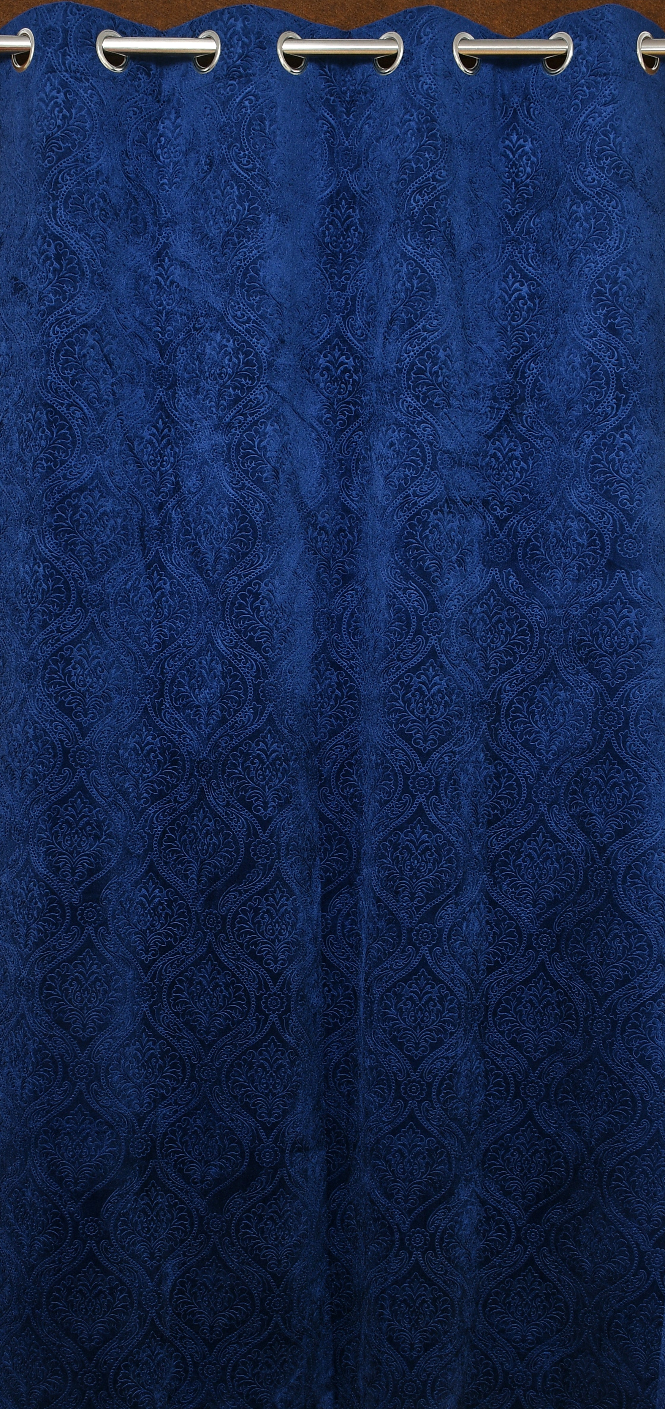 Homecrown Premium Velvet Fabric Room Darkening Curtains for Windows & Doors - Set of 2, Cadbury- Blue