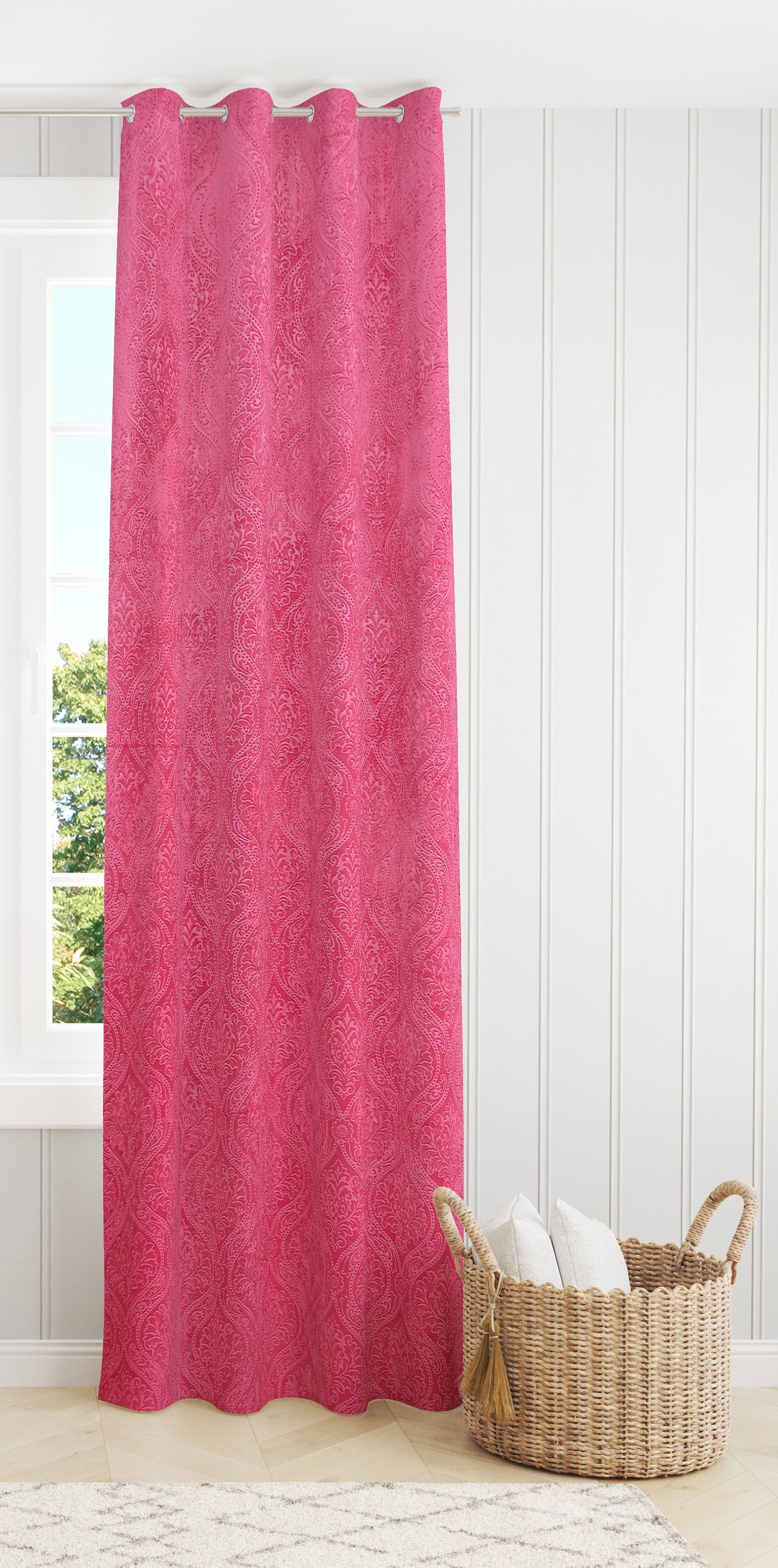 Homecrown Premium Velvet Fabric Room Darkening Curtains for Windows & Doors - Set of 2, Cadbury- Pink