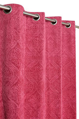 Homecrown Premium Velvet Fabric Room Darkening Curtains for Windows & Doors - Set of 2, Cadbury- Pink