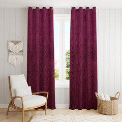 Homecrown Premium Velvet Fabric Room Darkening Curtains for Windows & Doors - Set of 2, Cadbury- Wine