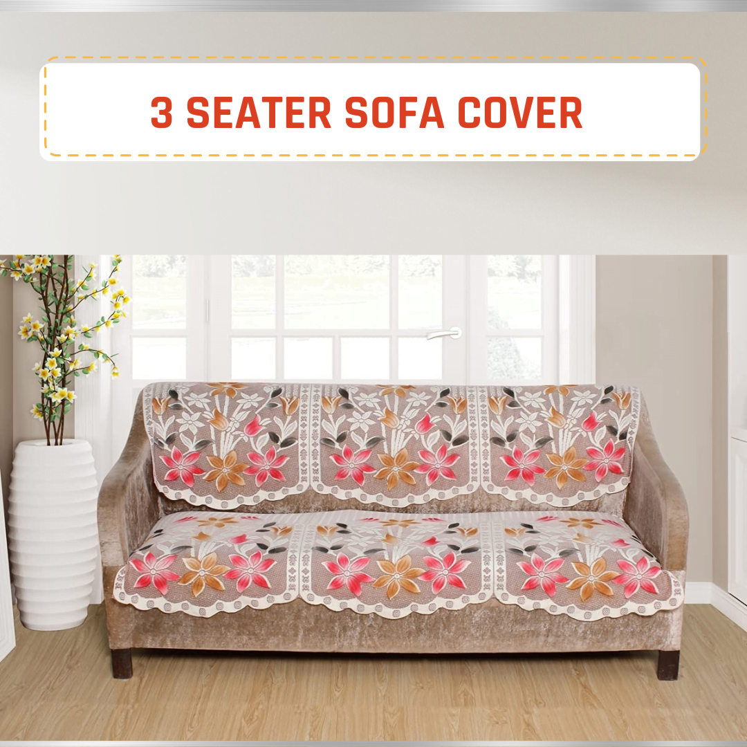 Homecrown Floral Print Polycotton 3 Seater Sofa Cover -Multi