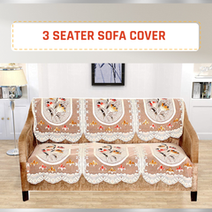 Homecrown Floral Print Polycotton 3 Seater Sofa Cover -Tulip