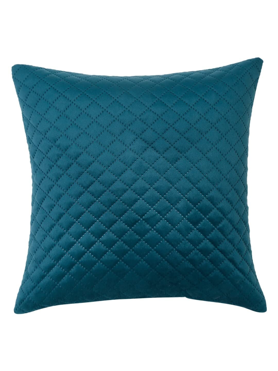 Homecrown Quilted Velvet Cushion Covers Set of 5 (16x16 Inch) - Teal