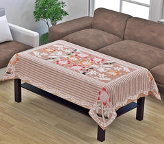 Homecrown Floral Print Cotton Centre Table Cover (60x40 Inch, Brown)