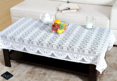 Homecrown Cotton Centre Table Cover (60x40 Inch, Circle White)