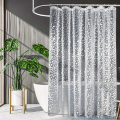 Homecrown Diamond Print Waterproof Shower Curtain (7x4 Feet, Semi Transparent)