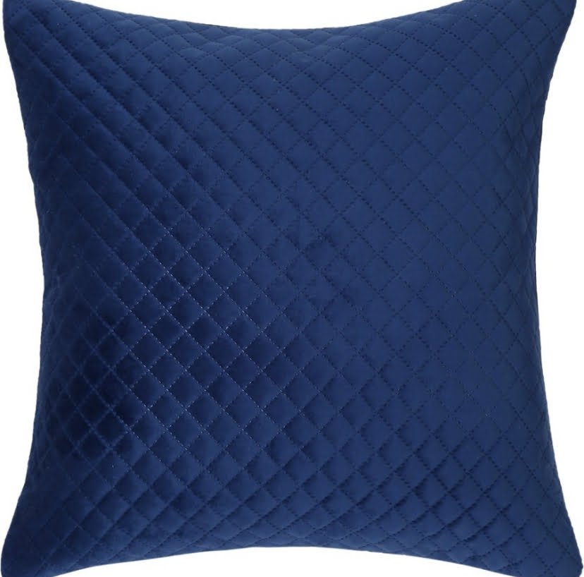 Homecrown Quilted Velvet Cushion Covers Set of 5 (16x16 Inch) - Blue