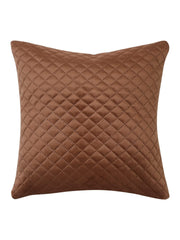 Homecrown Quilted Velvet Cushion Covers Set of 5 (16x16 Inch) - Brown