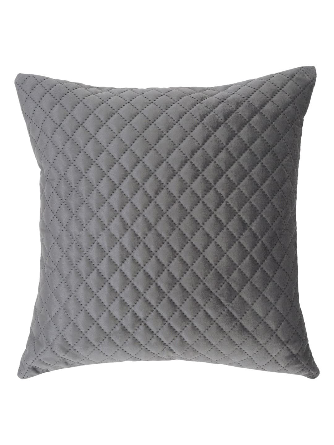 Homecrown Quilted Velvet Cushion Covers Set of 5 (16x16 Inch) - Grey