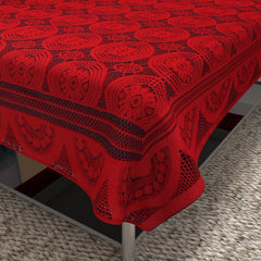 Homecrown Circle Design Cotton Centre Table Cover (60x40 Inch, Maroon)