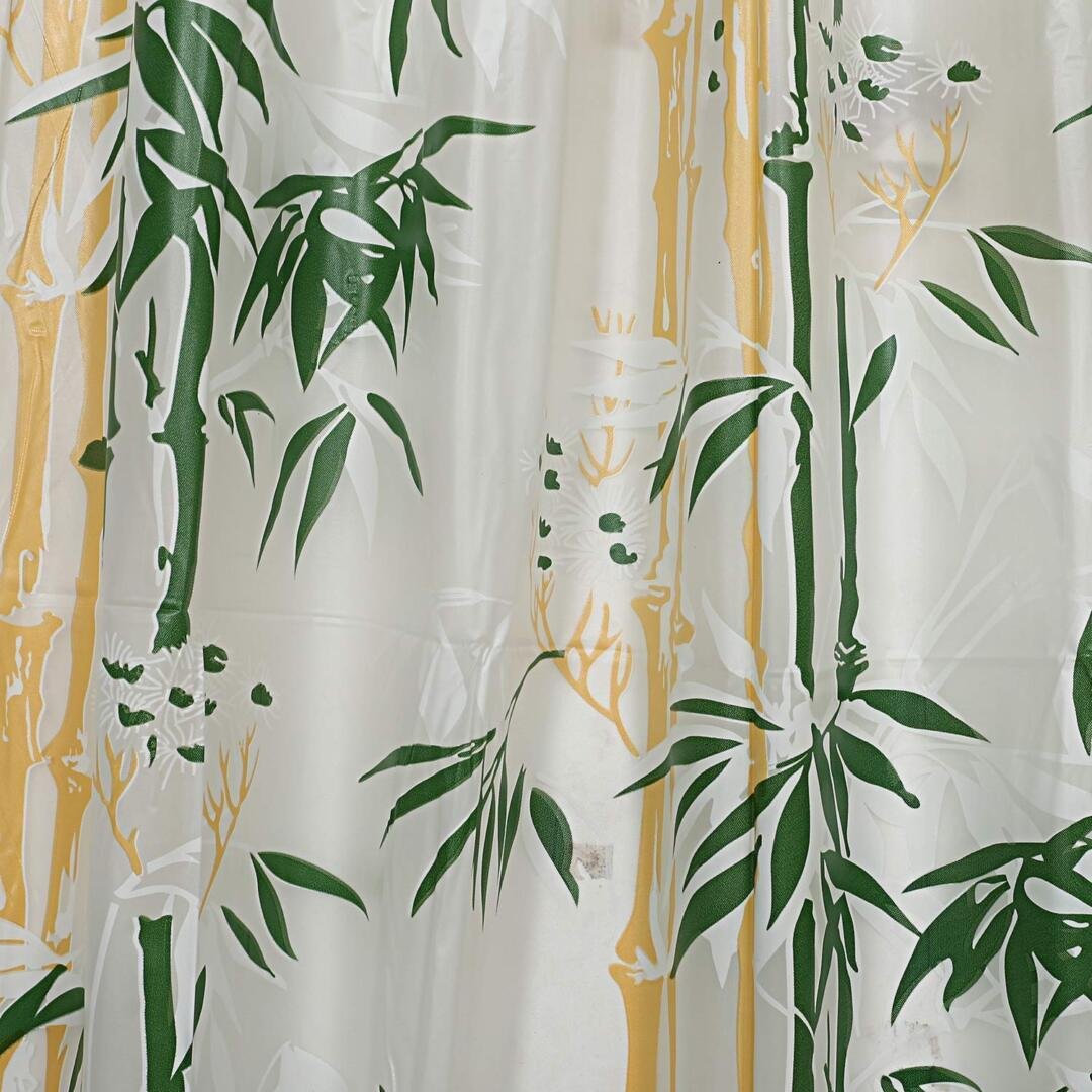 Homecrown Bamboo Print Waterproof Shower Curtain (7x4 Feet, Green)