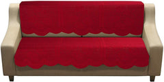 Homecrown Embossed Cotton 3 Seater Sofa Cover- Red