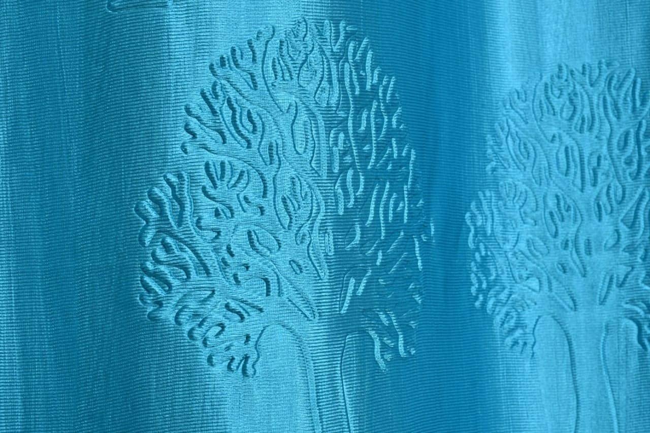 Homecrown Premium Tree Punch Embossed Design Curtains- Set of 2, Aqua