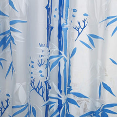 Homecrown Bamboo Print Waterproof Shower Curtain (7x4 Feet, Blue)