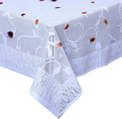 Homecrown Floral Design Cotton 6 Seater Dining Table Cover (White, 60 X 90 Inches)