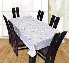 Homecrown Floral Design Cotton 6 Seater Dining Table Cover (White, 60 X 90 Inches)