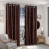 HOMECROWN Premium Quality Tree Punching Design Polyester Fabric Curtains Set of 2 Brown