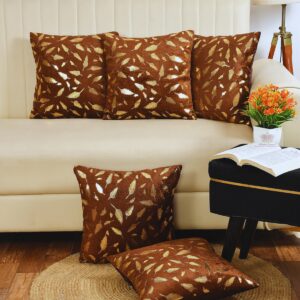 homecrown velvet cushion covers 16x16 inch brown