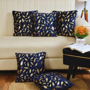 homecrown velvet cushion covers set 16x16 inch blue