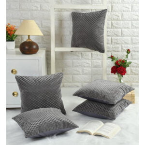 Grey Velvet Cushion Covers - Set of 5