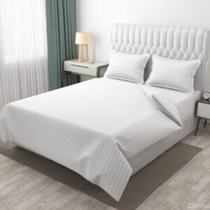 homecrown cotton double bedsheet satin stripe